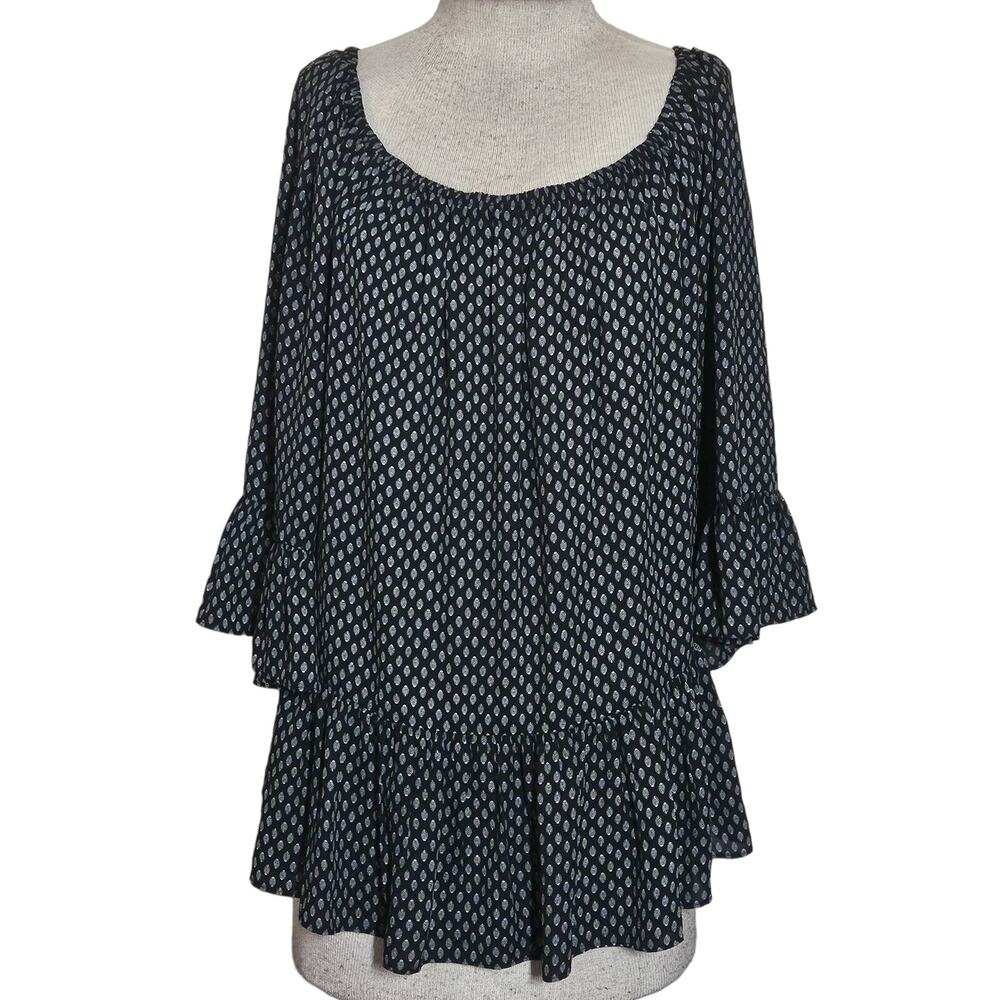 Black Scoop Neck Blouse Size XL